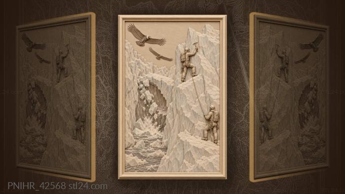Belayer secures climber above lagoon 3d STL model