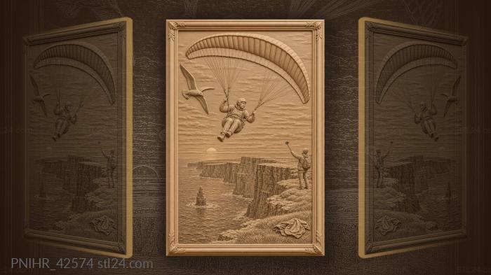 Gull follows soaring paraglider 3d STL model