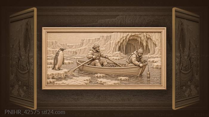 Scientist lowers sonar from rowboat 3d STL model