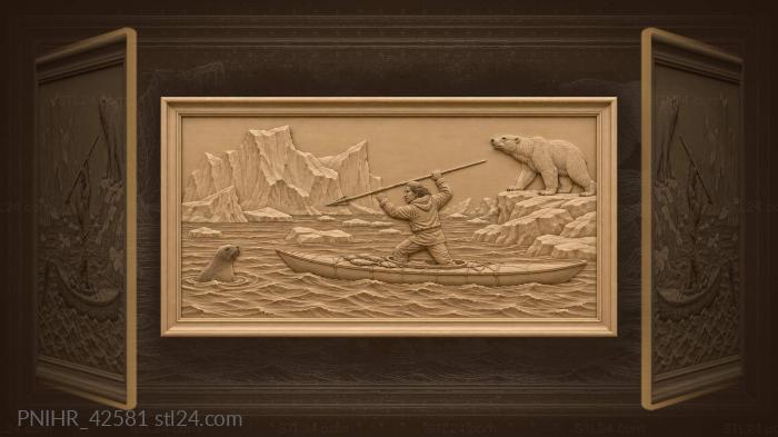 Polar bear prowls near hunter 3d STL model