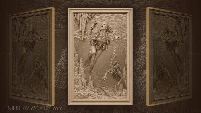 Yucatan cenote diver surfacing noon 3d STL model