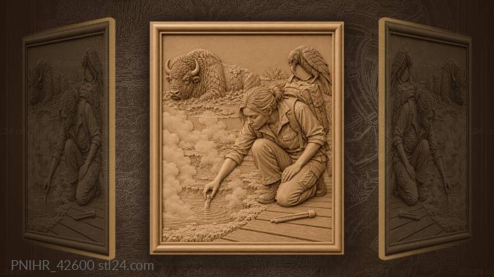 Yellowstone dawn scientist bison raven 3d STL model