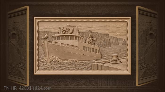 Moher cliffs ferry approaching pier dusk 3d STL model