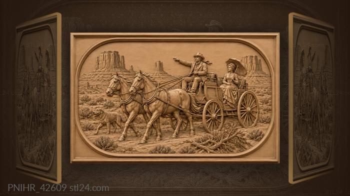 Dog trots beside moving carriage 3d STL model
