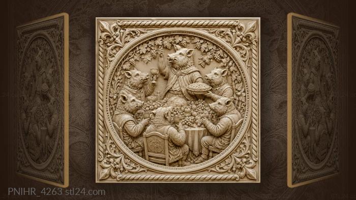 Boars’ merry feast with treats 3d STL model
