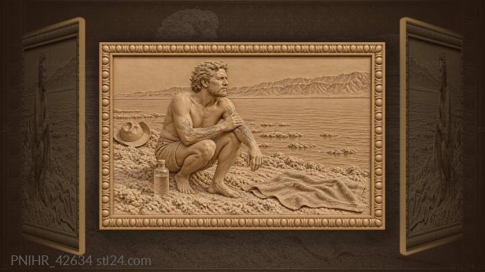 Dead sea naturalist applying mud 3d STL model