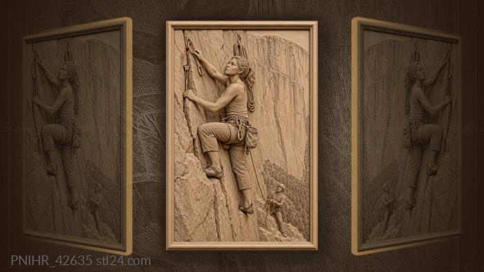 Yosemite climber anchors on granite ledge 3d STL model