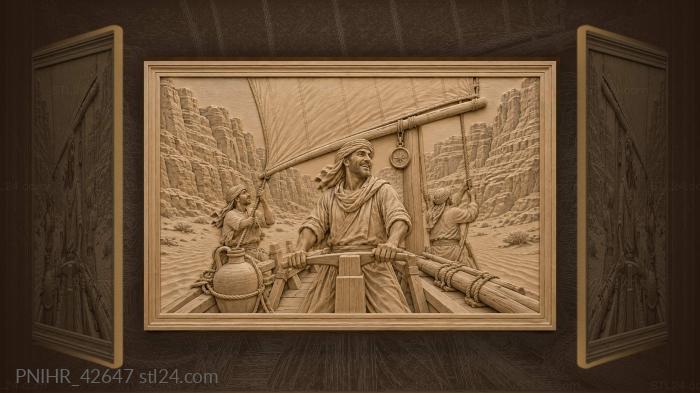 Captain sails sand skiff through canyon 3d STL model