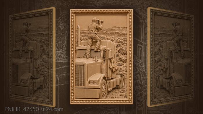 Arizona sunrise desert trucker view 3d STL model