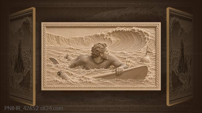 Nazaré surfer paddles toward the canyon 3d STL model