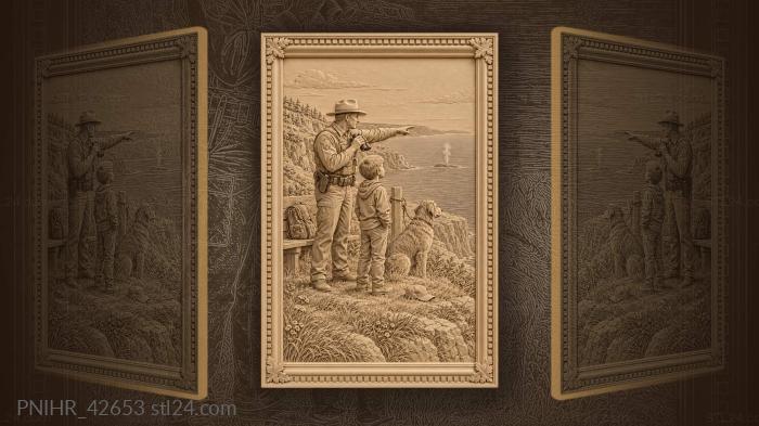 Whale watching with deputy and boy 3d STL model