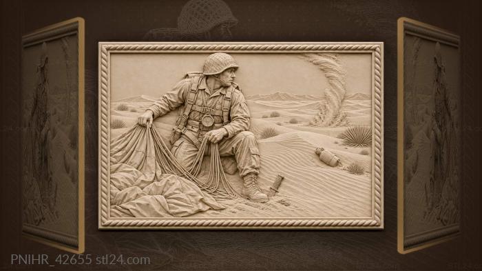 Desert landing paratrooper dust devil scene 3d STL model