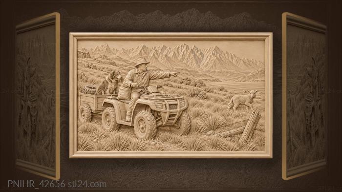 Farmer on quad bike with dog 3d STL model