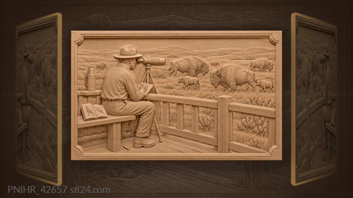 Ranger overlooking bison theodore roosevelt park 3d STL model