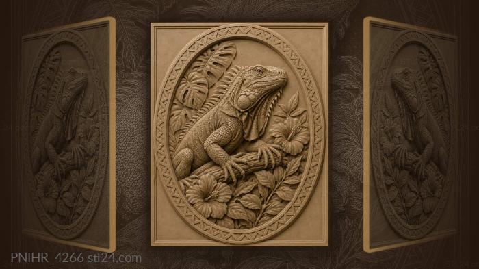 Iguana among tropical foliage 3d STL model
