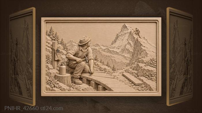 Matterhorn trail repair alpine scene 3d STL model