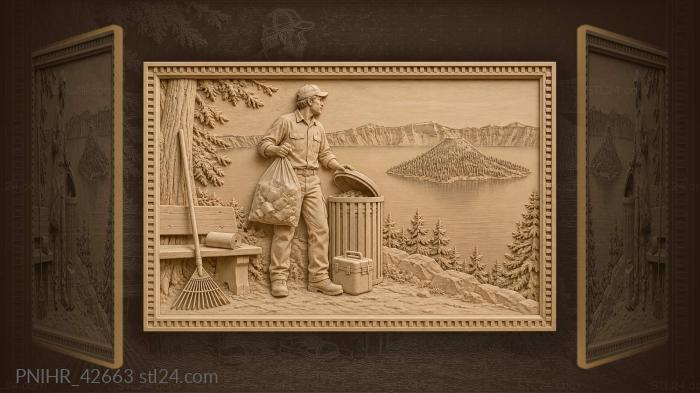 Crater lake worker and wizard island 3d STL model