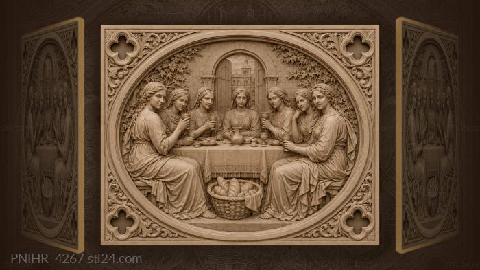Ladies at a bountiful table 3d STL model