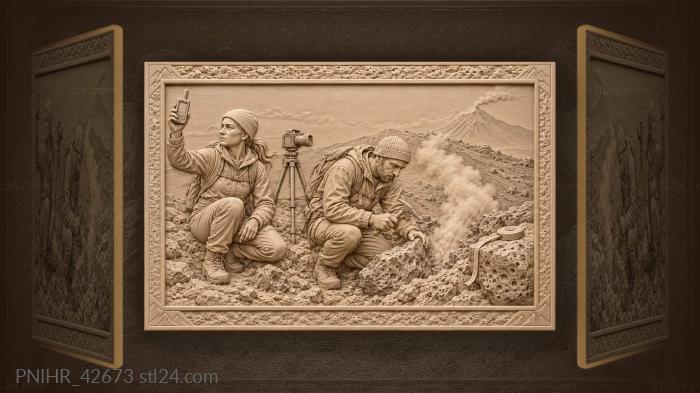 Volcanic study fumarole geologists fieldwork 3d STL model