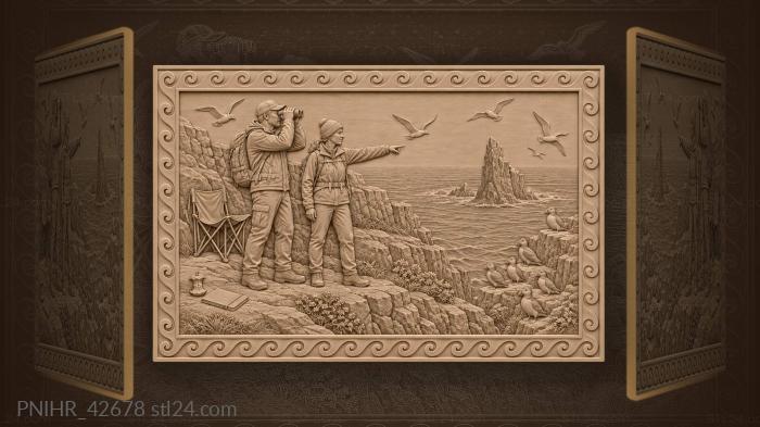 Second watcher signals birds below the cliff 3d STL model