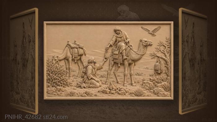 Desert traveler offered water camel guide 3d STL model