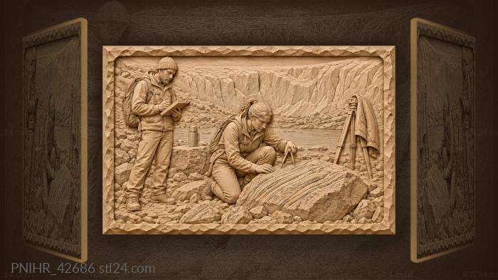 Near the glacier researcher sketches ice front 3d STL model