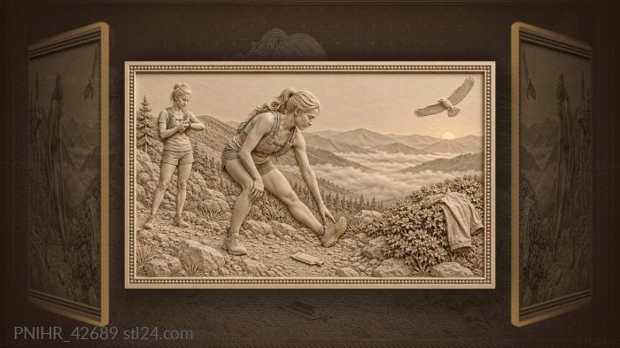 Runner pauses beside dropped gear at dawn 3d STL model