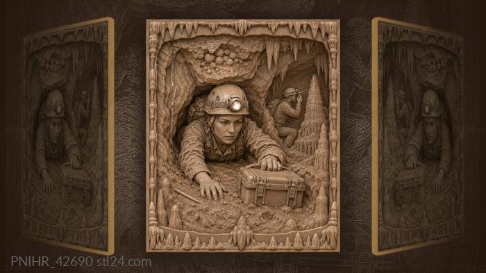 Cave explorers measuring ancient formations 3d STL model