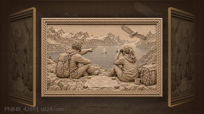 Map readers spot a whale beyond their coffee 3d STL model