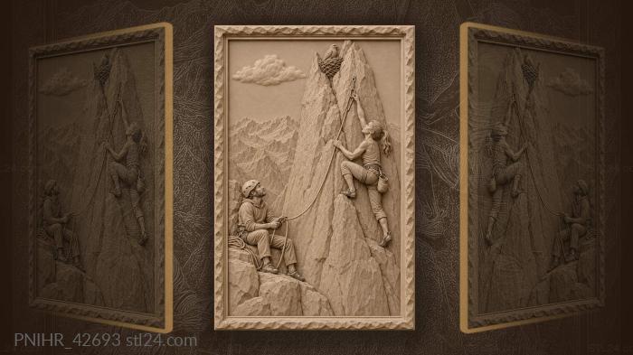 Belayer feeds rope to climbing partner 3d STL model