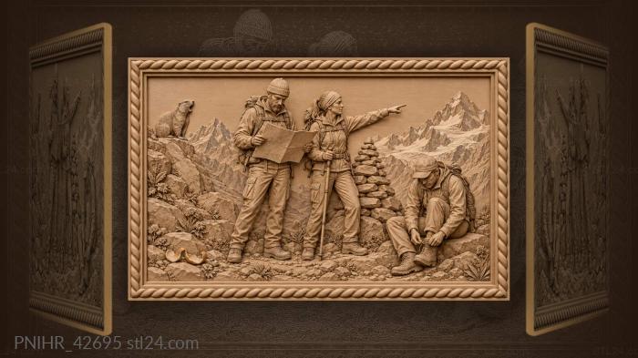 Mountain pass hikers map and glacier 3d STL model
