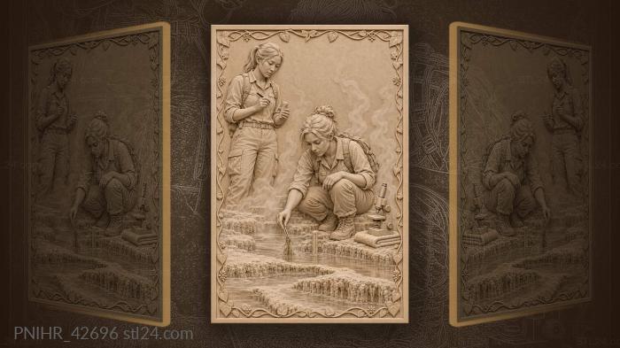 Botanist collecting algae near spring 3d STL model