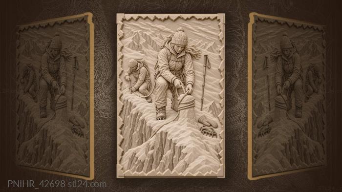 Alpine climber securing a snowy ridge 3d STL model