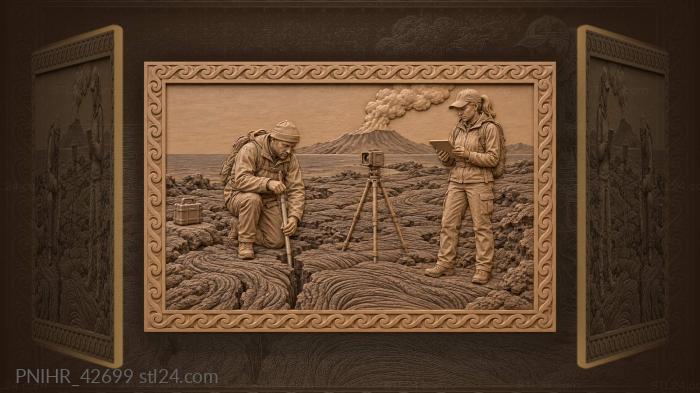 Near crater researcher records thermal data 3d STL model