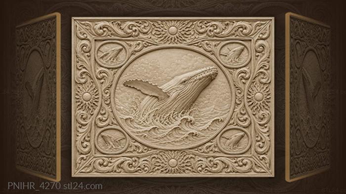 Whale breaching ocean waves sunlight 3d STL model