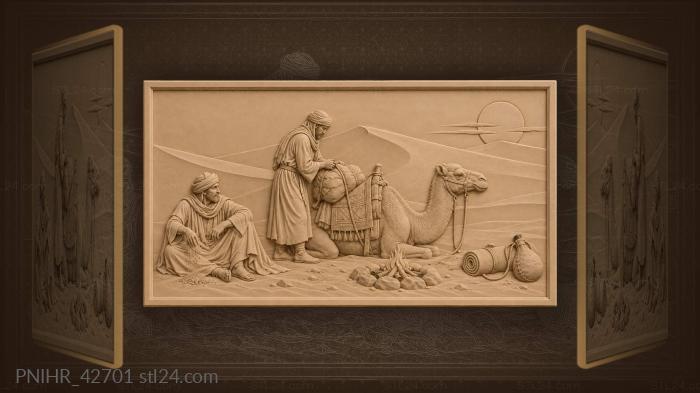 Driver unloading his camel at the dune 3d STL model