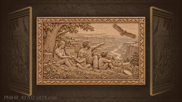 Picnicking mother passes sandwich above condor 3d STL model