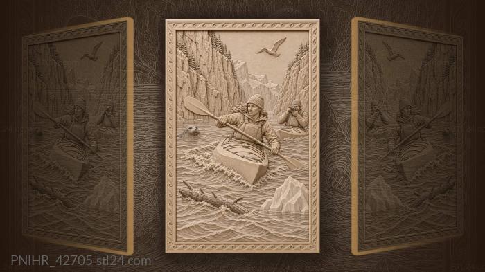 Companion photographs kayaker in narrow fjord 3d STL model
