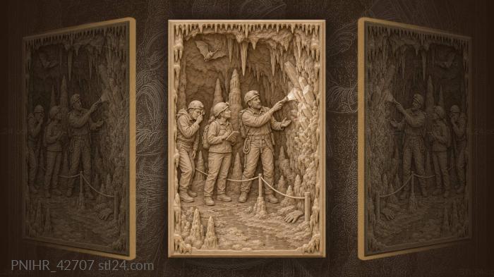 Visitor examines cave crystals through lens 3d STL model