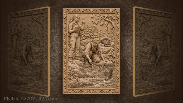 Dipper dives beside scientist collecting insects 3d STL model