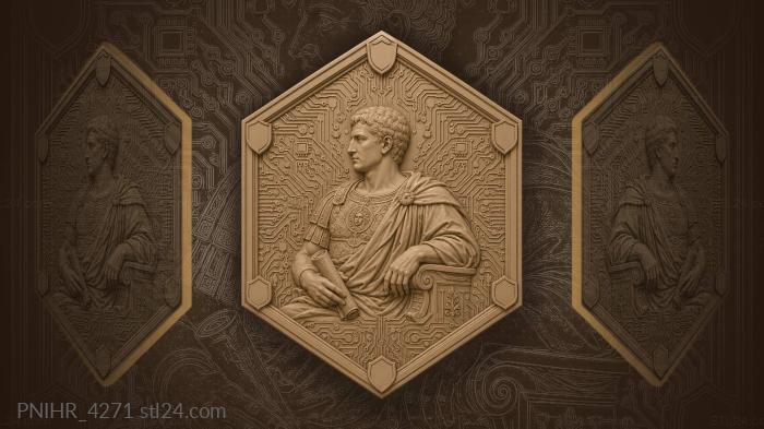 Roman bust among circuit patterns 3d STL model