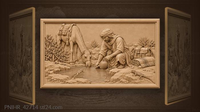 Desert rest water and camel 3d STL model