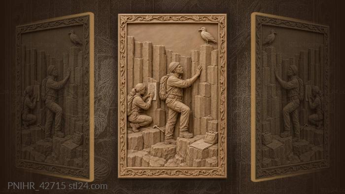 Geologist studying basalt column formation 3d STL model