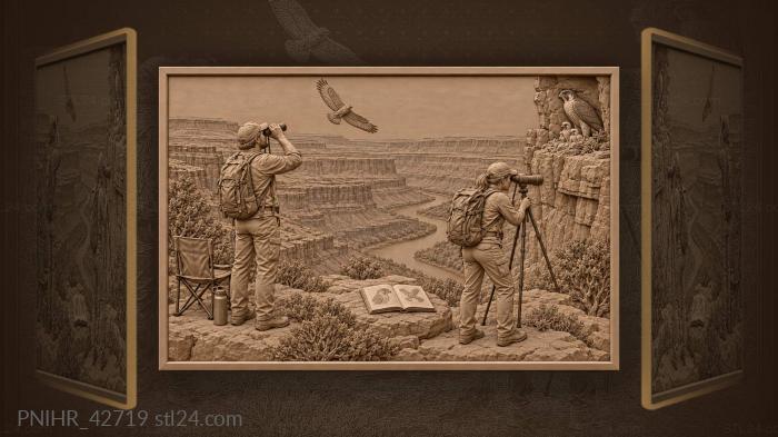 Canyon watchers with soaring hawk 3d STL model