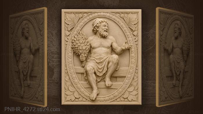 Bathhouse man with birch branches 3d STL model
