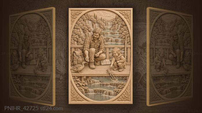 Trail leader feeds a curious duck 3d STL model