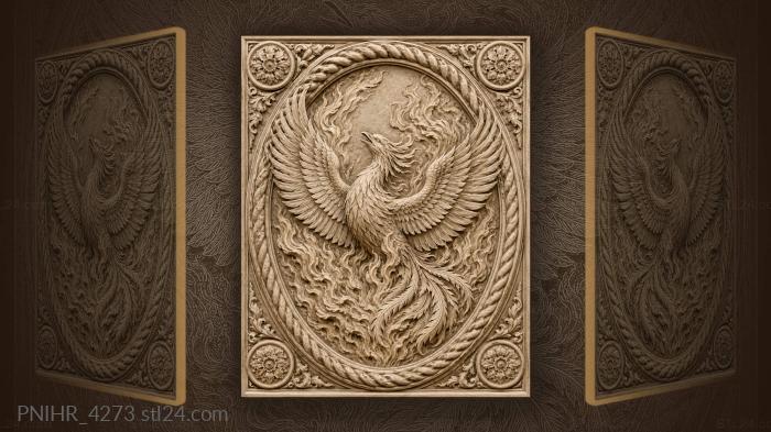 Firebird inside an oval rope ring 3d STL model