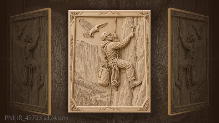 Circling falcon follows a descending rescue climber 3d STL model