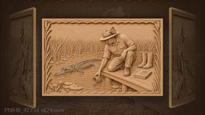 Butterfly lands as ranger collects water 3d STL model