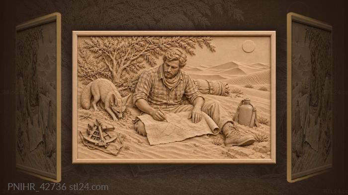 Sahara cartographer and fennec fox 3d STL model